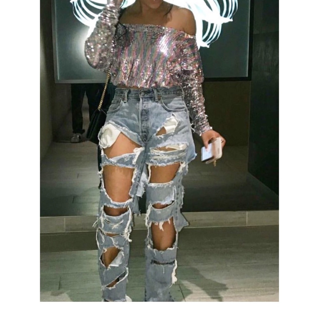 7 for All Mankind Distressed Denim Jeans, …